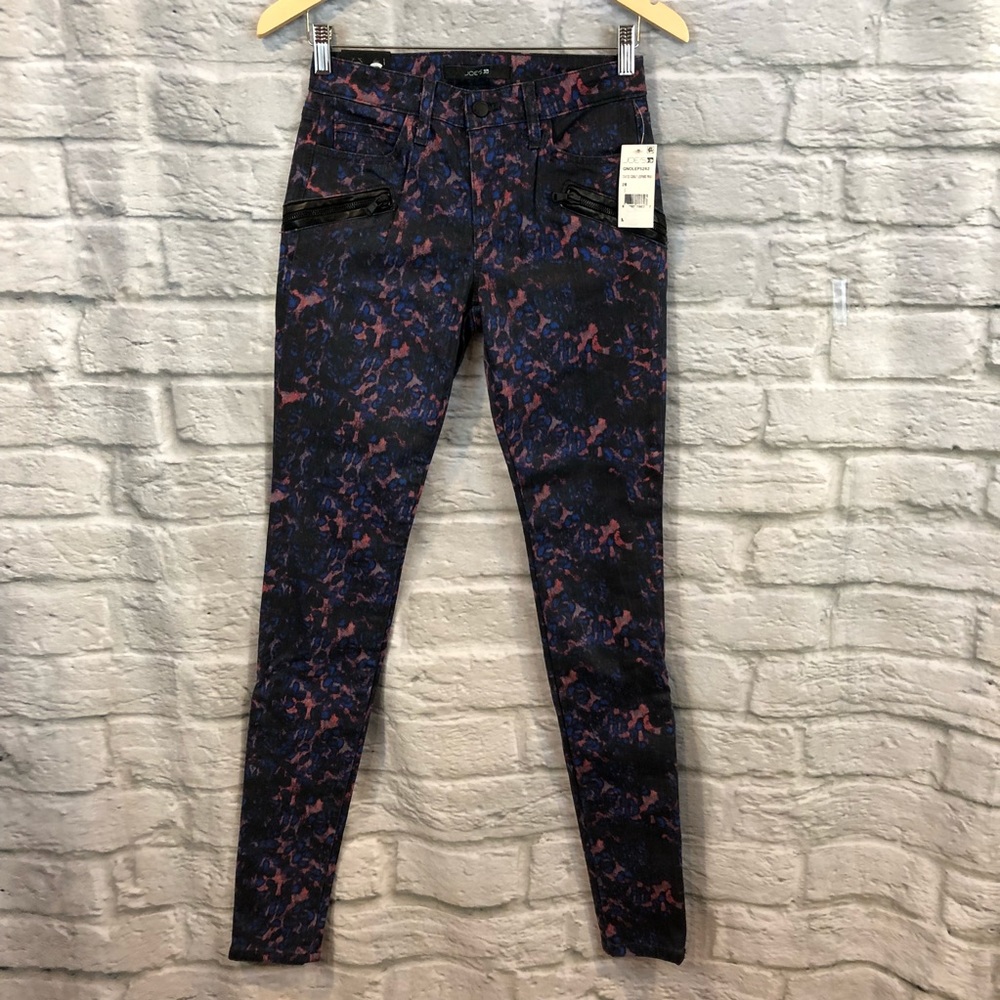🆕 Joe’s Jeans Coated Cobalt Leopard Moto Skinny - Picture 2 of 8